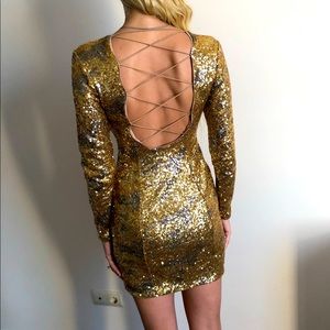 Gorgeous glittery Guess mini dress with open back